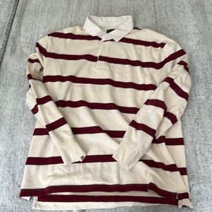 J Crew Striped Long Sleeve Rugby Shirt - Large